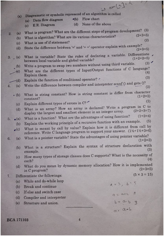 C Programming Question Paper 2022 | C Programming Question Paper BCA ...