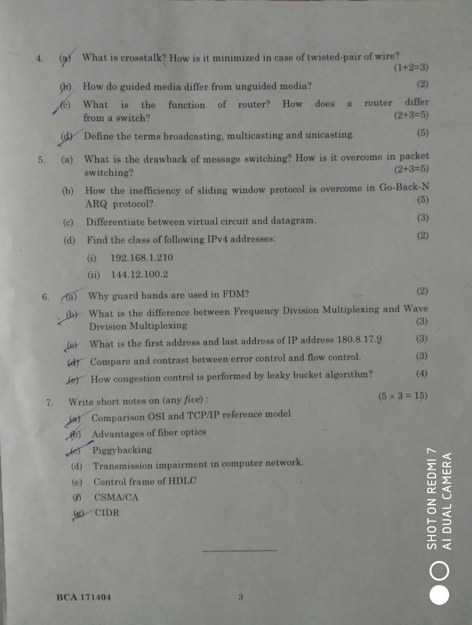 Computer Network Question Paper 2022 | Question Paper Computer Network ...