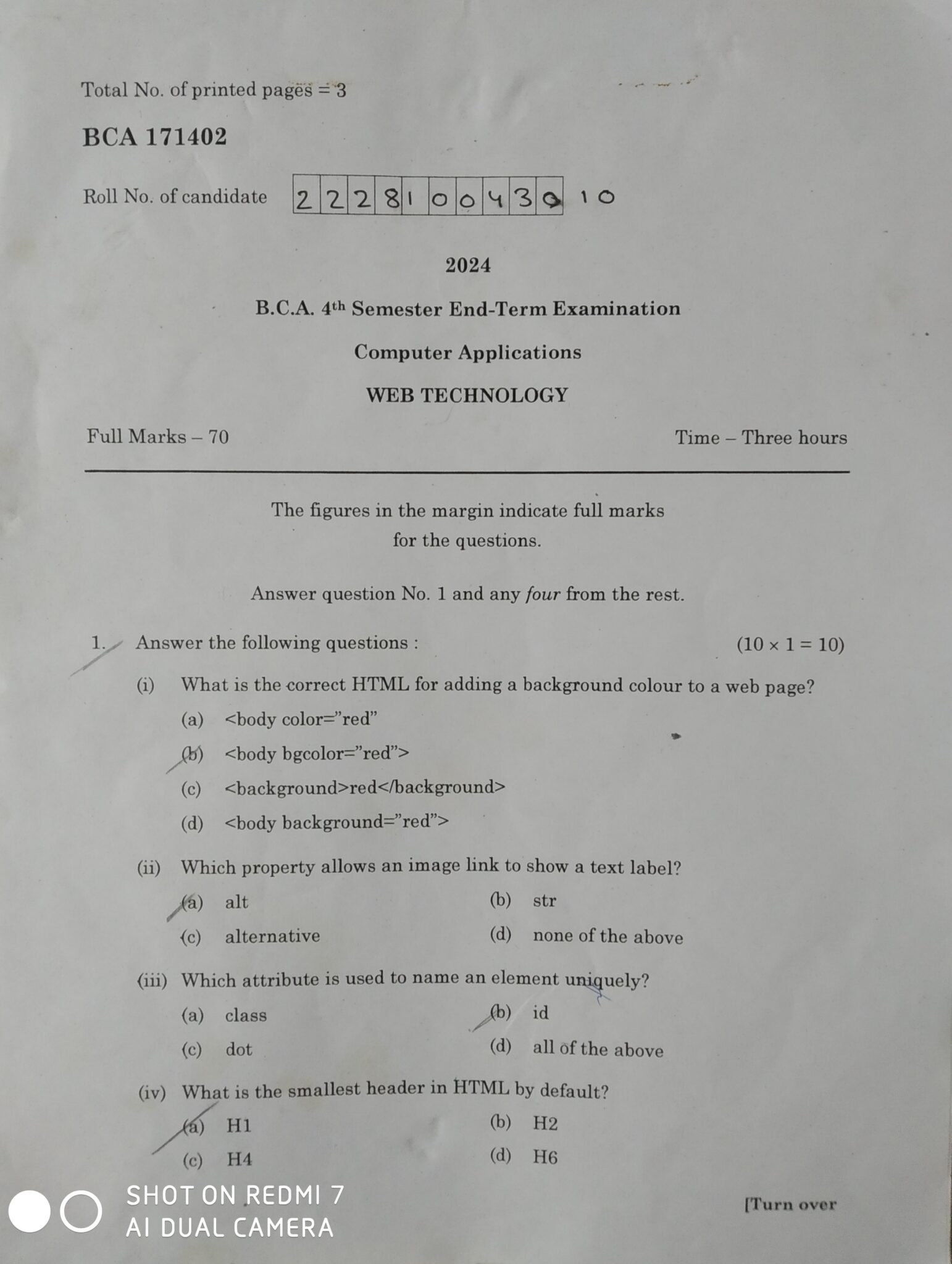 Web Technology Question Paper-BCA(2024)|Question Paper-Web Technology ...